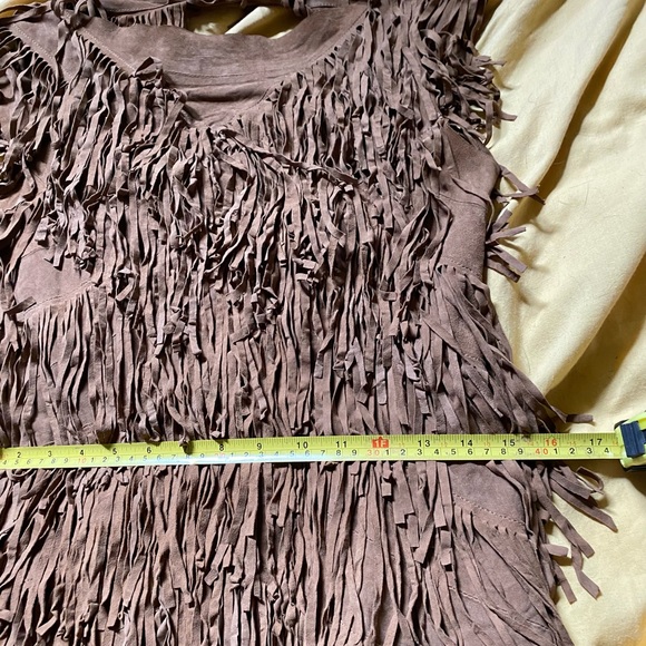 All Saints leather suede fringe flapper dress S XS UK10 2/4US brown gogo western - Picture 6 of 11